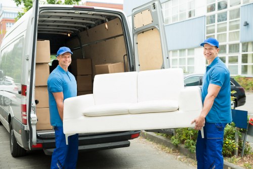 House movers working in a Willesden residential street