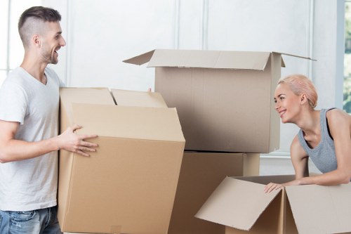 Office relocation setup with desks and equipment for a business move in Willesden