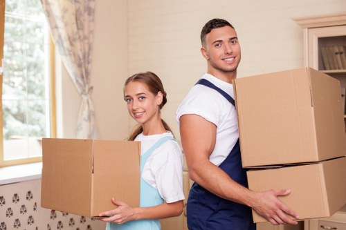 Packed boxes and furniture ready for a Willesden home move