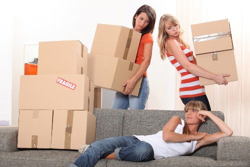 Packed moving boxes ready for collection in Willesden